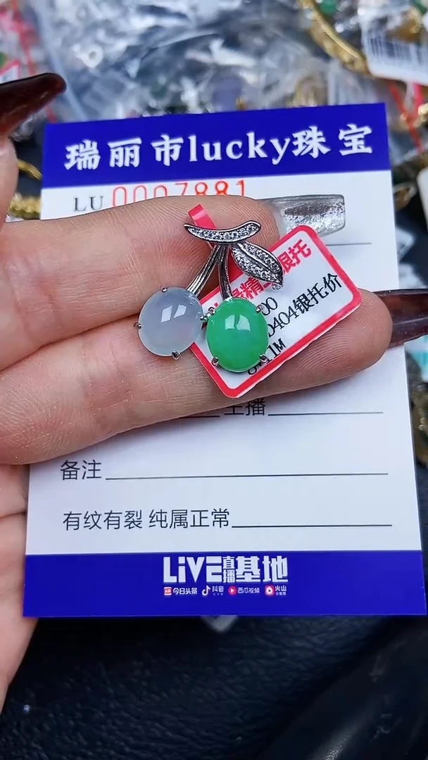 颈饰银S925镶嵌翡翠7881