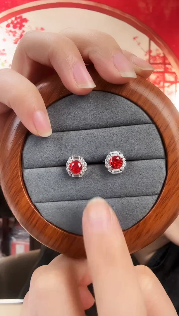 主播定制链接 红色耳钉