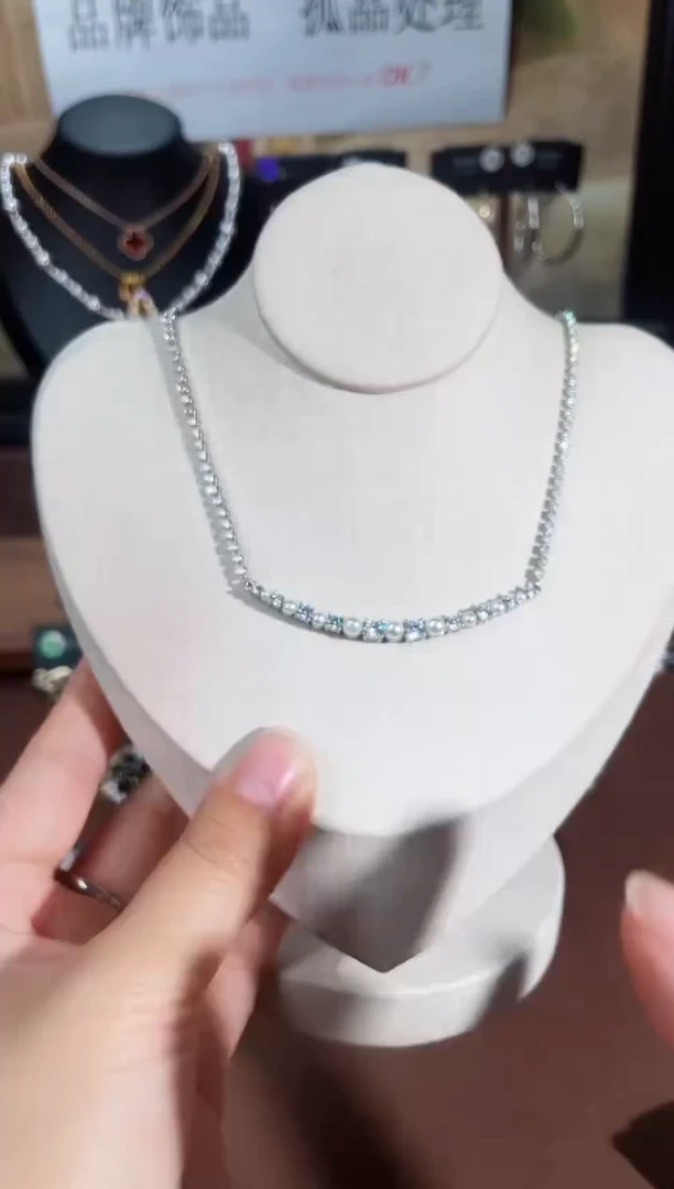 合金925银锆石项链7690