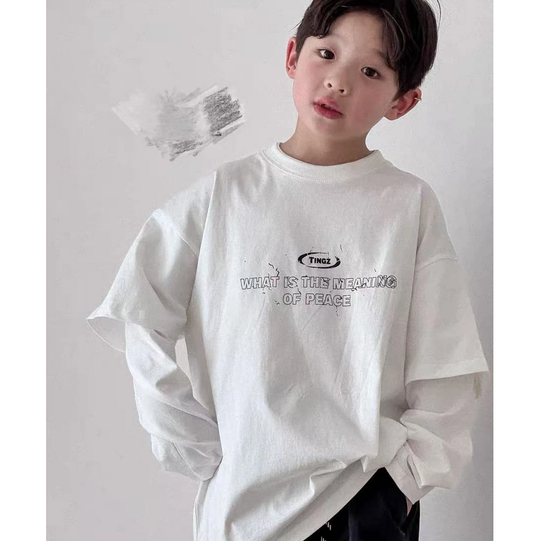 M家【潮童】91104白色字母漫天飞T恤