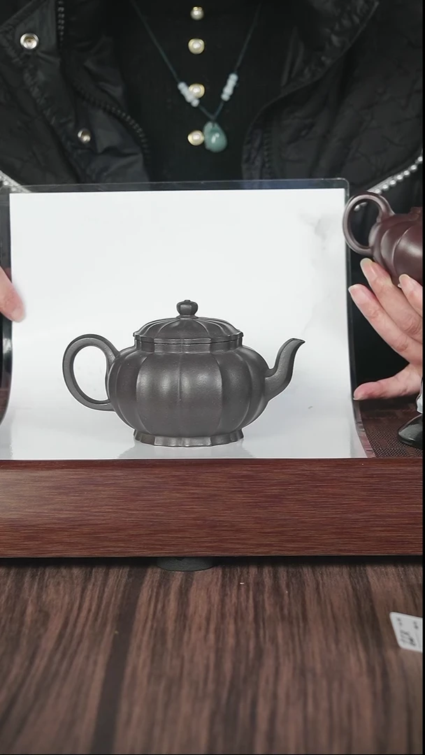 【闪购商品】紫砂茶壶筋纹 高温天青 菱花宫灯