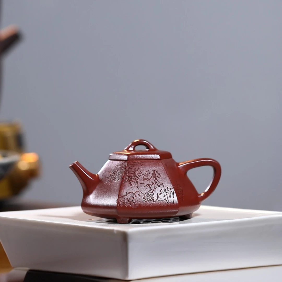 储集泉之女【六方石瓢】 储蓁 手工壶紫泥 家用茶具 宜兴紫砂壶
