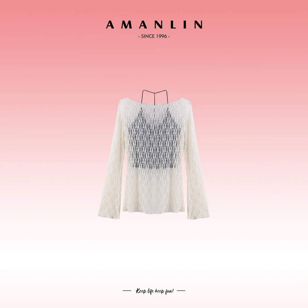 AMANLIN/阿謾琳法式轻奢镂空上衣吊带套装气质设计两件套F595573