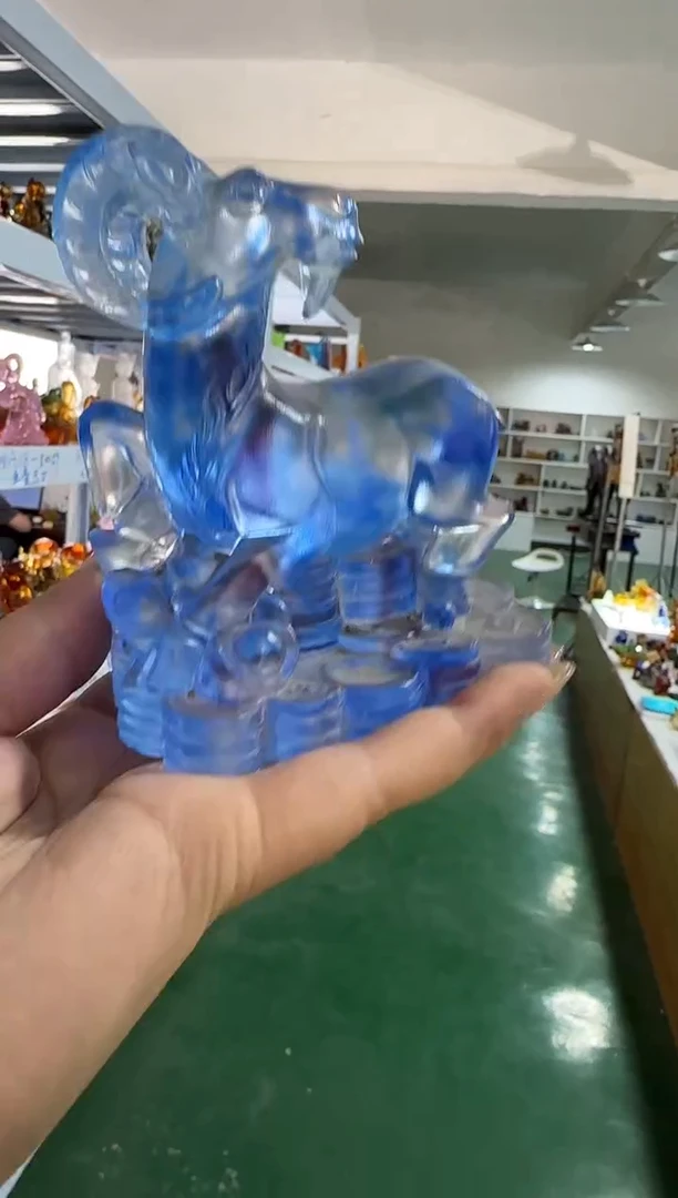 琉璃手工艺品蓝色羊