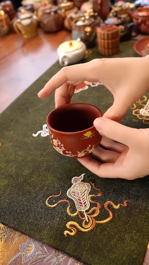 茶壶紫砂朱泥梅花杯