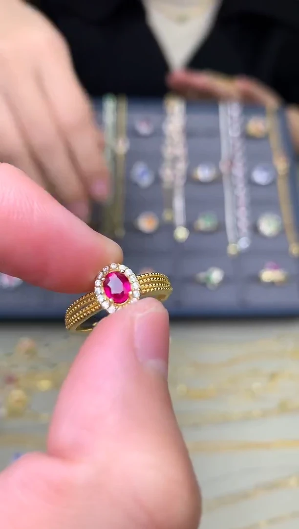 银S925镶嵌戒指红宝石戒指