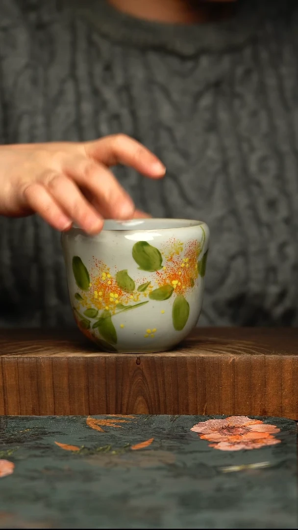 杯釉下彩手工手绘同款陶器