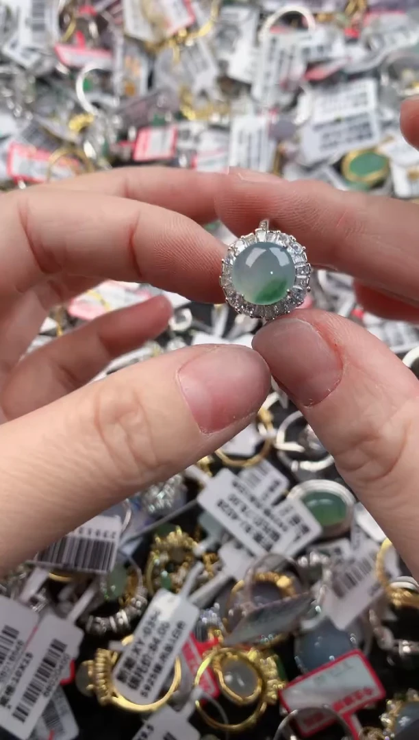 银S925镶嵌戒指翡翠171717---1