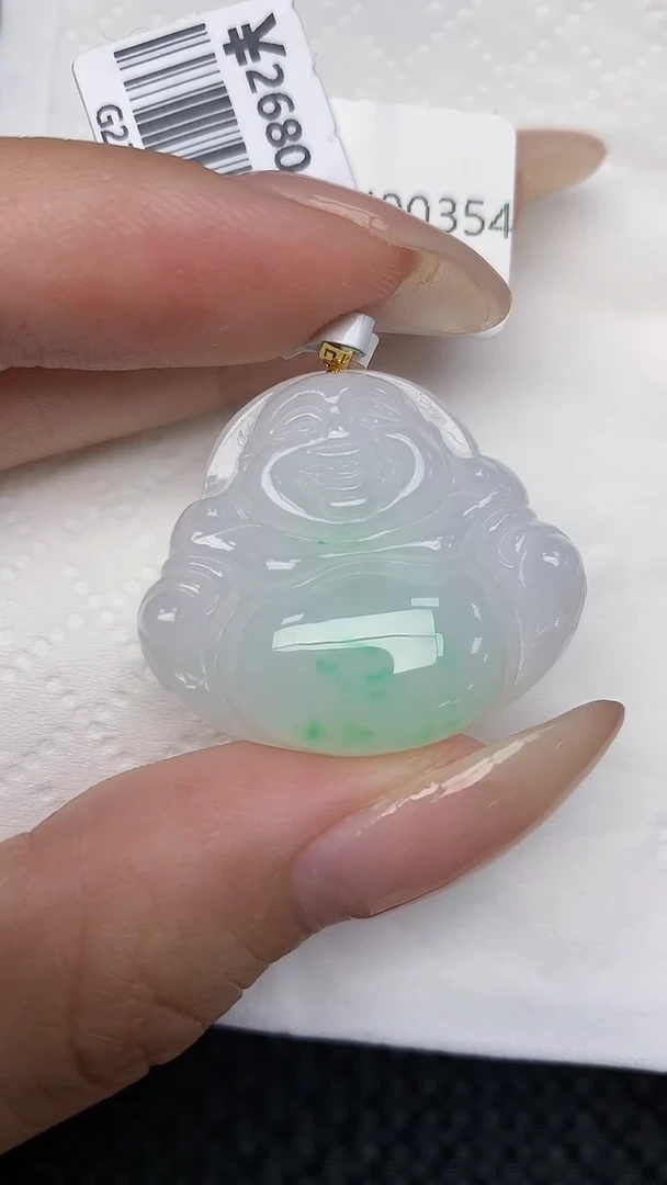 翡翠18K金镶嵌颈饰天然翡翠a货