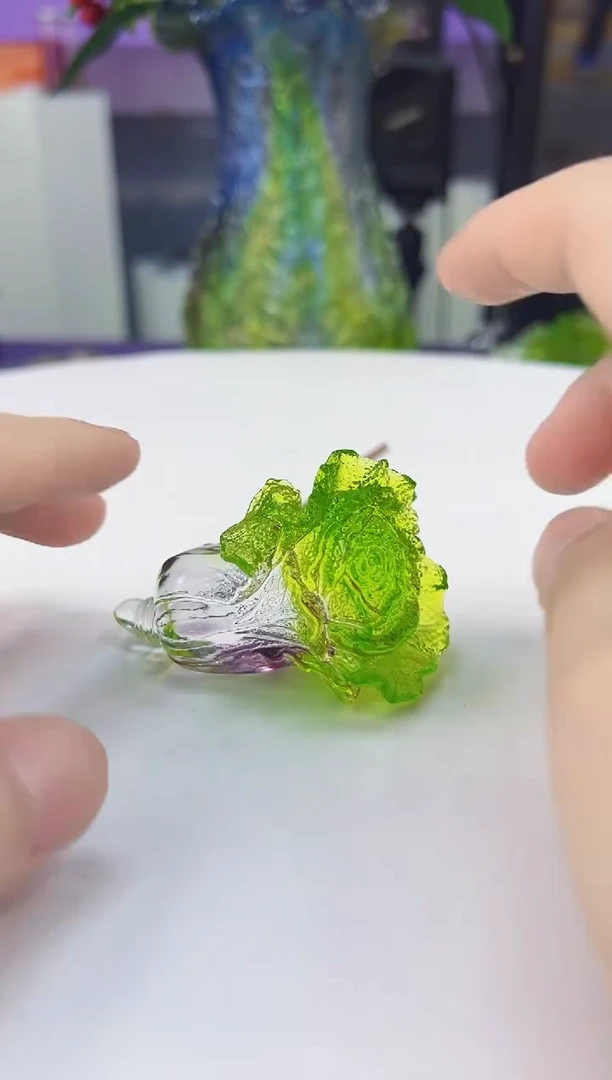 琉璃手工艺品古法琉璃618小号白菜摆件