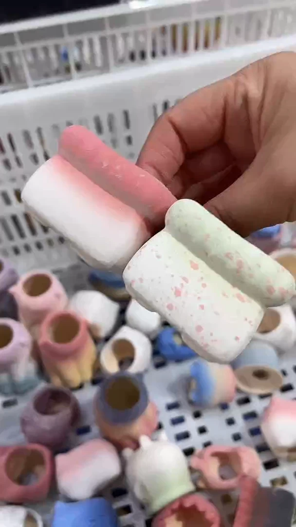 麦饭石粗陶多肉花盆口径4*4两个