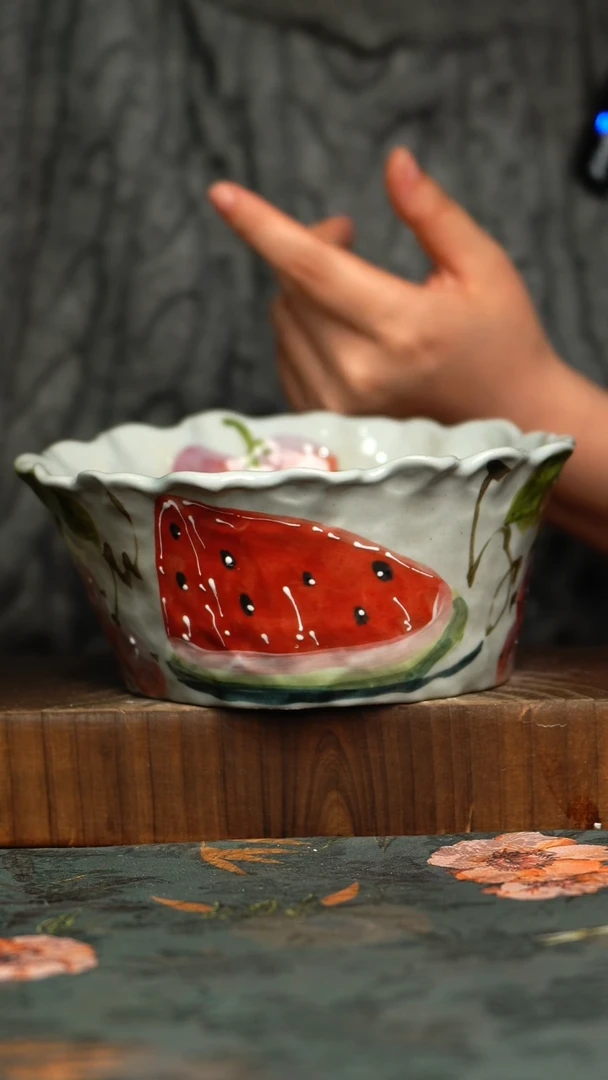 杯釉下彩手工手绘同款陶器