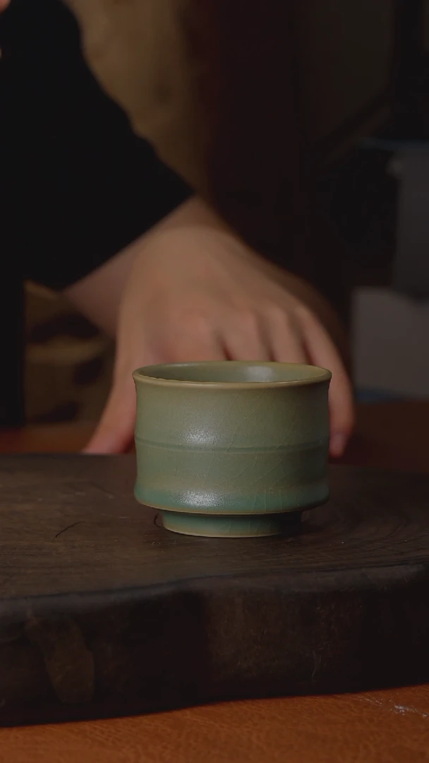 汝瓷 柴烧竹节杯