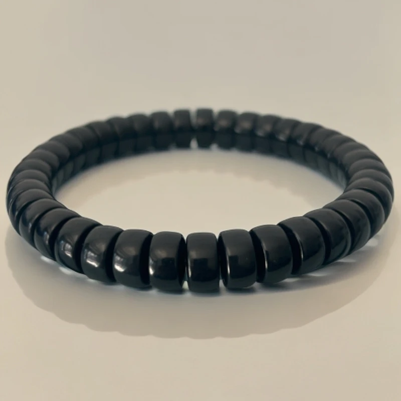 （董玉）天然新疆和田玉墨玉药片黢黑黢黑9MM单圈（多样性发其一）