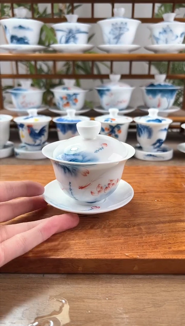 微瑕蓝莲150ml三才盖碗