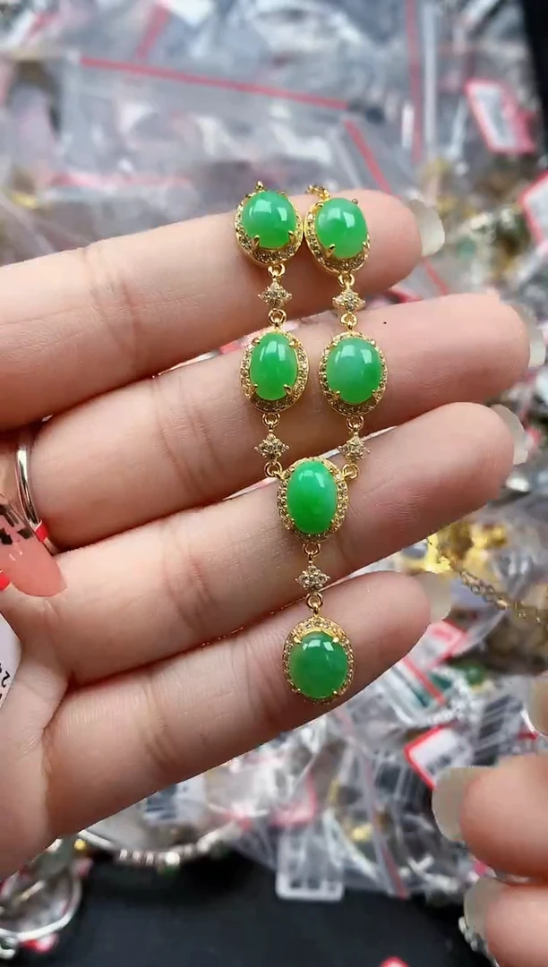 银S925镶嵌戒指翡翠天然A货缅甸翡翠