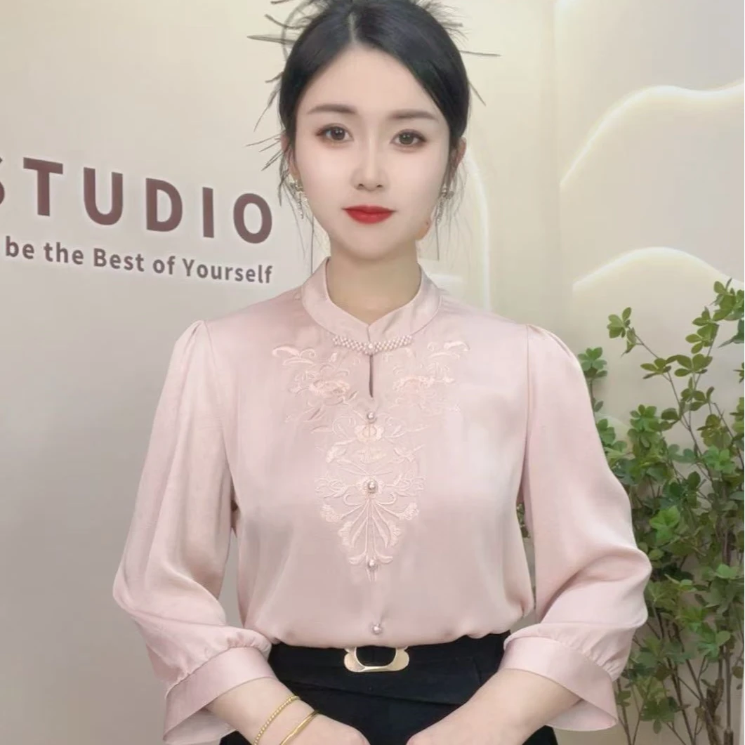 【沫姿女装】春秋新款2517时尚百搭洋气显瘦气质减龄女士七分袖衬衫