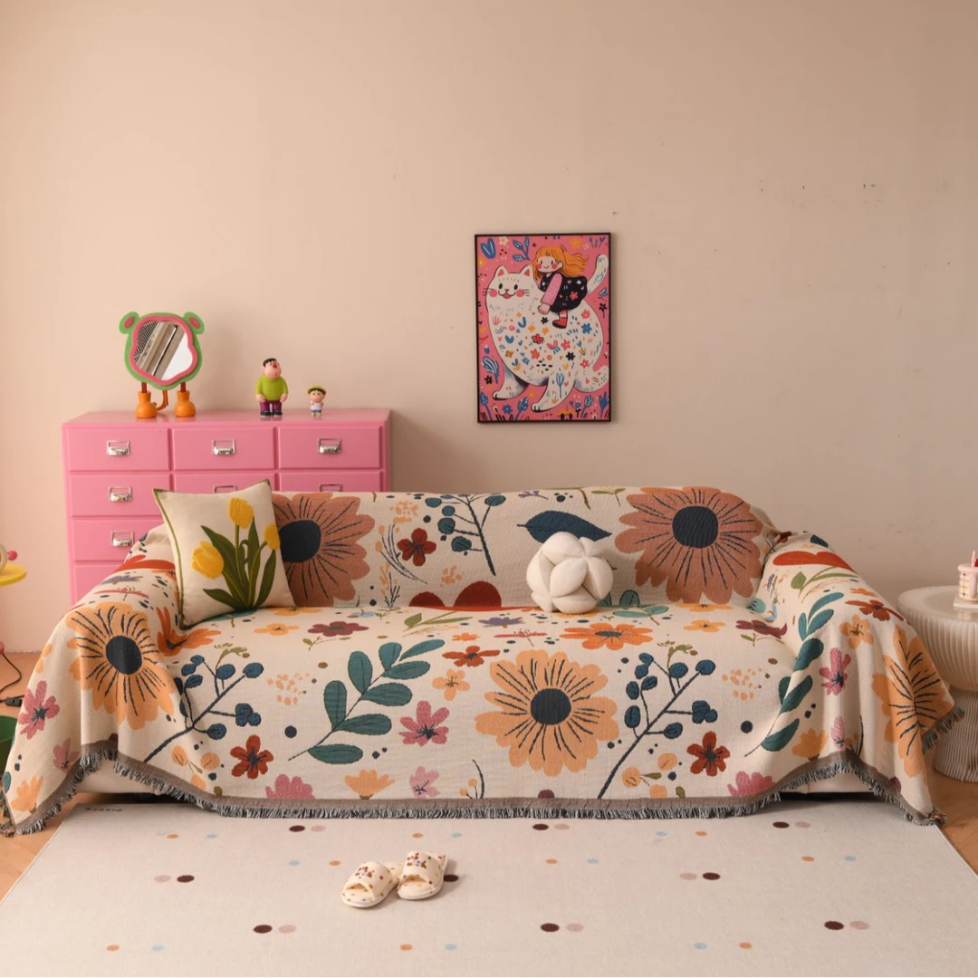 【新品-繁花】沙发巾坐垫四季款简约防滑耐磨防猫沙发垫沙发套罩