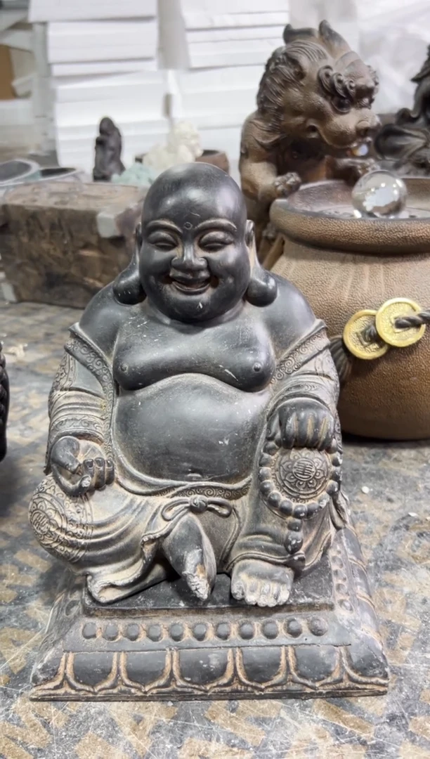 陶土【火山泥】大肚佛+莲花底座