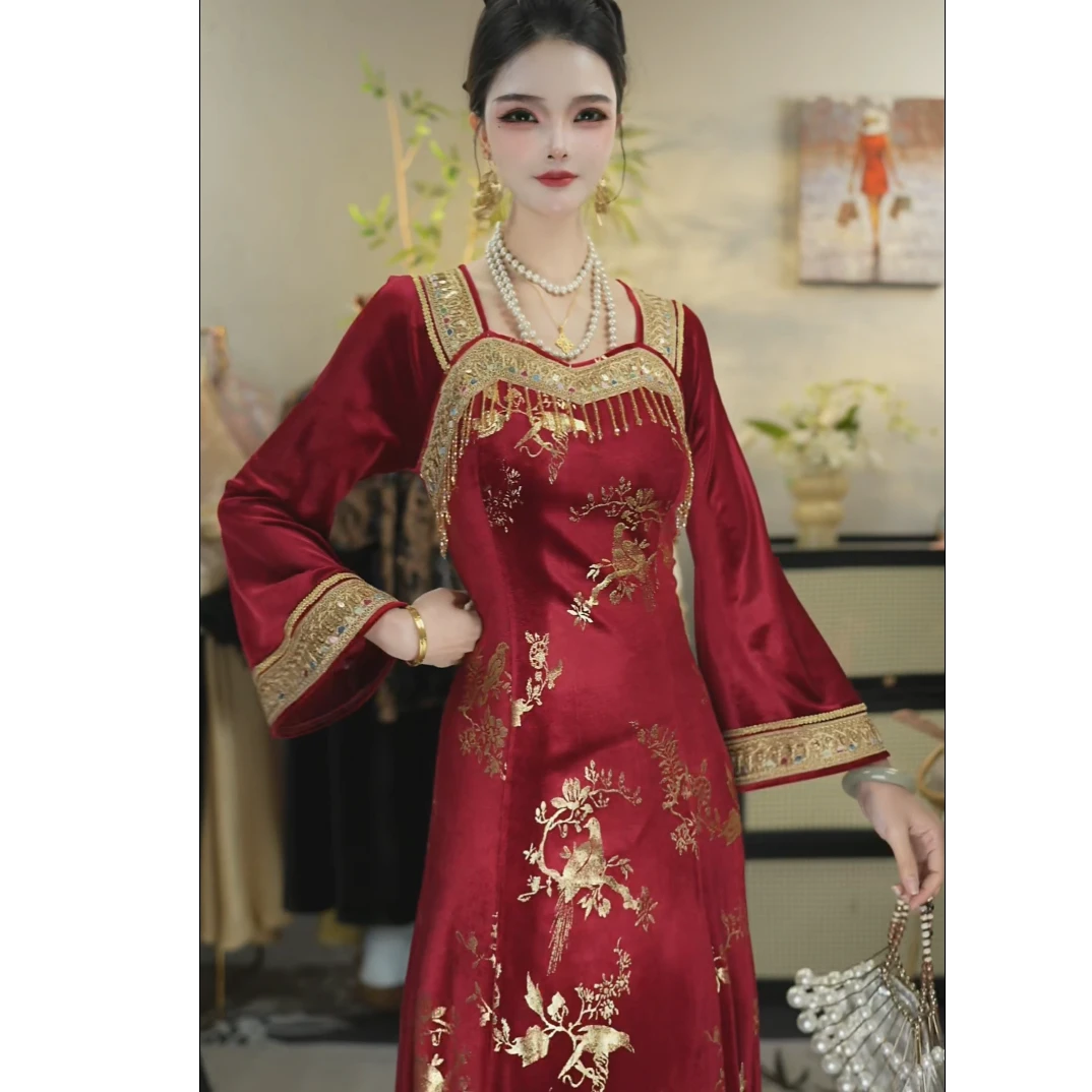 花享悦2025秋季新款中国风古风飘逸日常旗袍WW（6955）