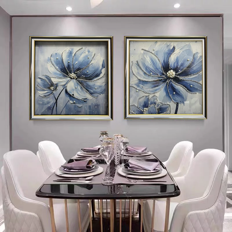 Q82时尚餐厅客厅轻奢卧室挂画钢化玻璃装裱实物鎏金画