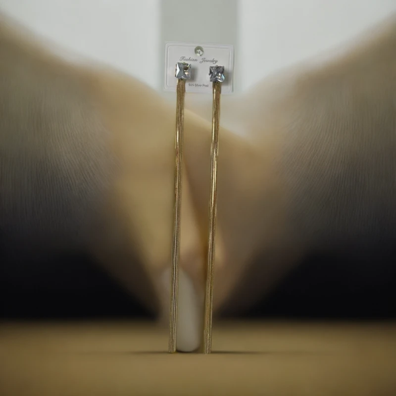 铜合金玻璃耳饰 087简约气质耳坠长款流苏耳钉百搭时尚耳饰