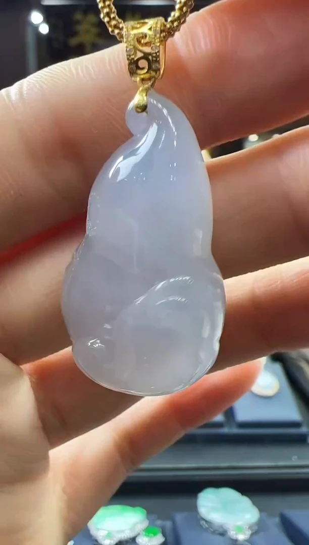 【闪购商品】翡翠挂件18K金镶嵌葫芦不含链