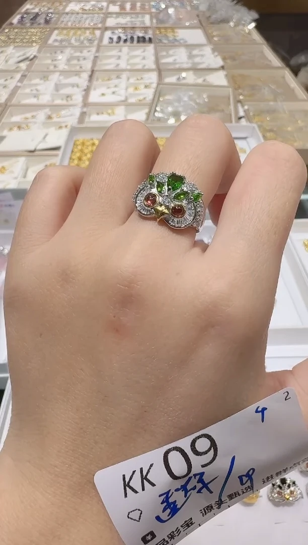 【闪购商品】透辉石戒指银S925镶嵌多样性发一KK09