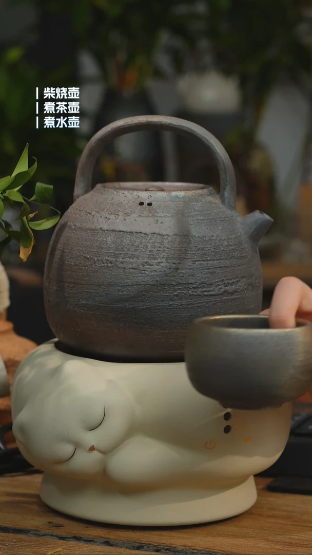 铁胎柴烧1200cc 一壶一龙窑禅定杯（可备注有字无字）