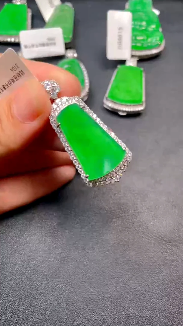 吊坠(不含链)银S925镶嵌翡翠吊坠