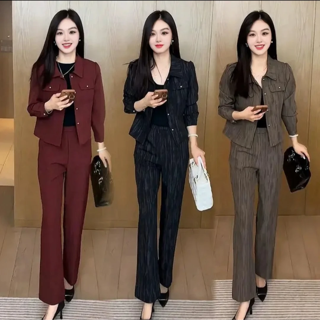 【运费补贴】早秋新款显瘦女神范时尚两件套韩版气质洋气休闲套装