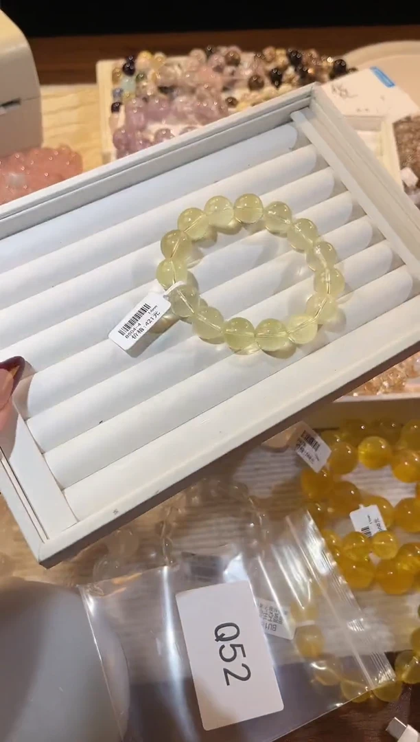 合成欧泊未镶嵌手串多样性发一Q52柠檬黄14mm