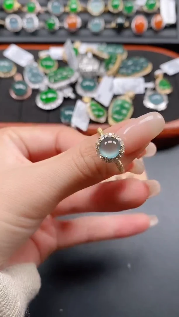 银S925镶嵌戒指翡翠11