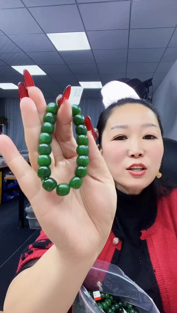 未镶嵌手链和田玉天然和田玉俄碧货头菠菜绿12+老型