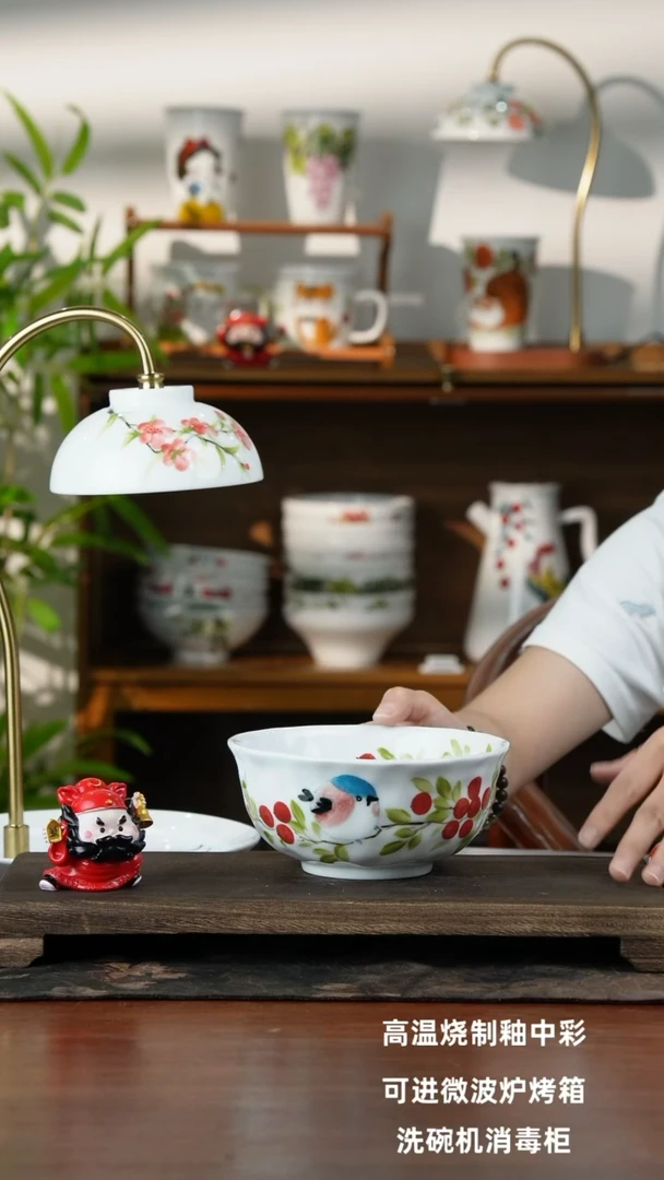 景德镇手绘釉中彩（食品级）捏捏碗