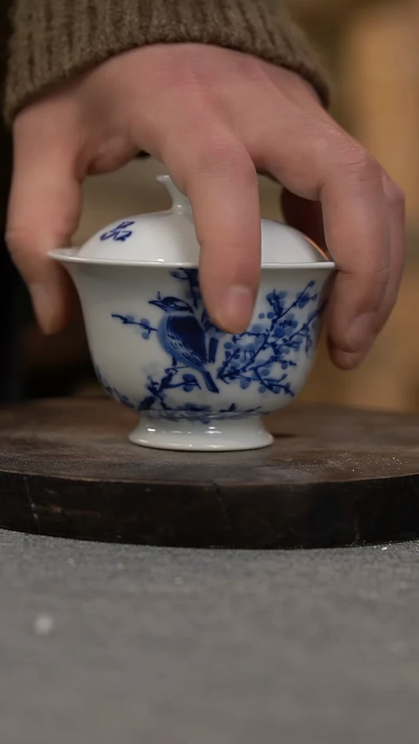 【闪购商品】微瑕福利微瑕福利柴窑高足元宝130花鸟