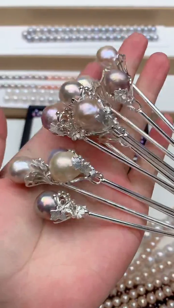 未镶嵌发簪淡水珍珠多样性发其一，非无暇