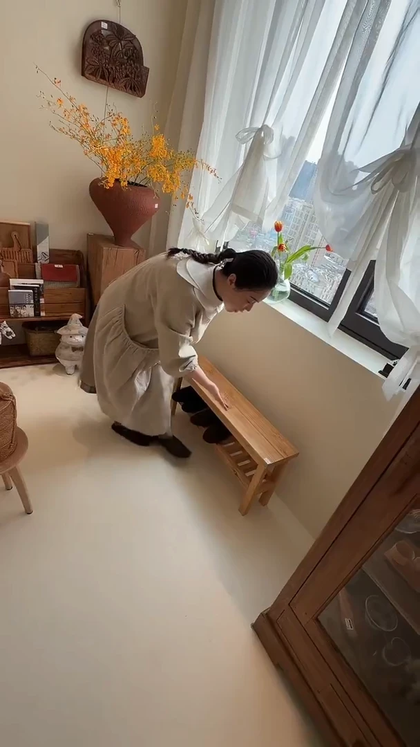 茶道摆件0000无垢木原木色长条凳5501
