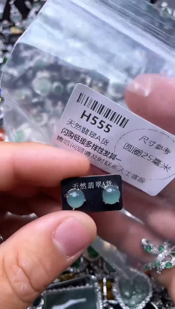 【闪购商品】翡翠颈饰未镶嵌H555耳钉