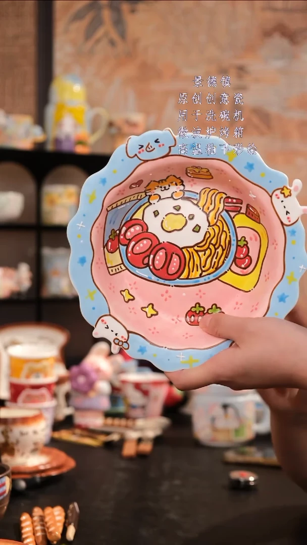 摆件景德镇手工手绘设计师款