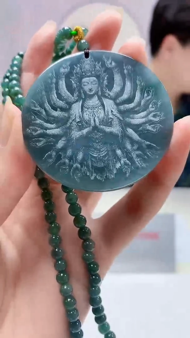 【闪购商品】定制翡翠未镶嵌4688zm-毛货挂件千手135