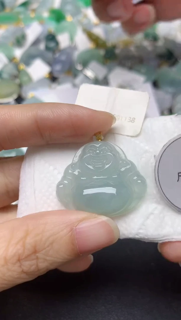 颈饰18K金镶嵌翡翠天然缅甸A货翡翠