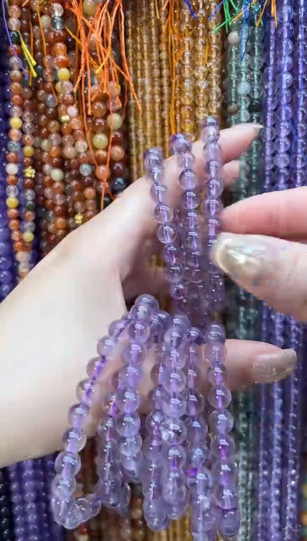 未镶嵌珠宝半成品水晶7mm紫晶  一串