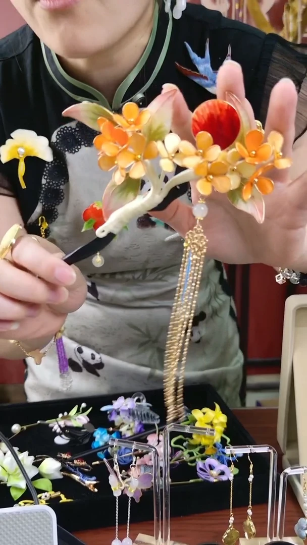刺绣纯手工绒花发簪