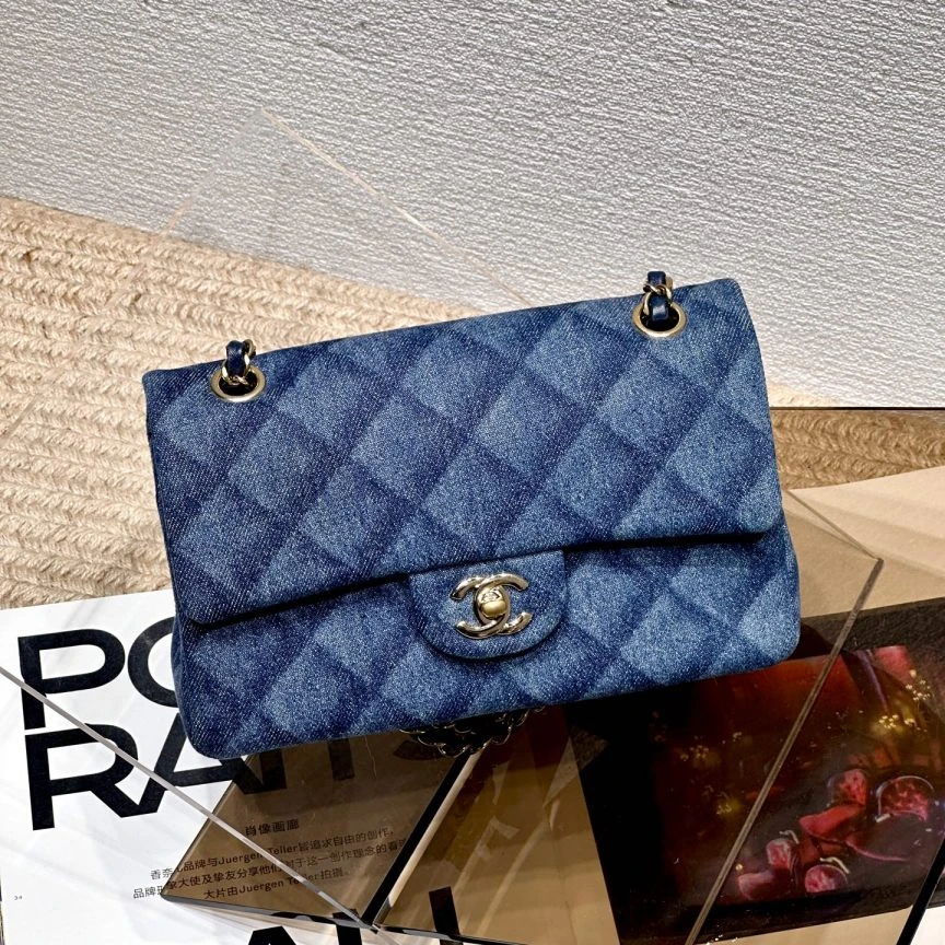 99新 Chanel/香奈儿  22B 牛仔丹宁金扣CF 小号