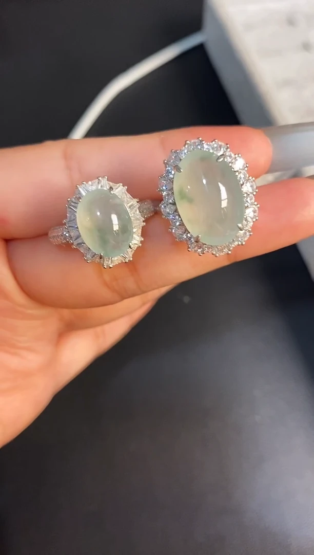 银S925镶嵌戒指翡翠天然