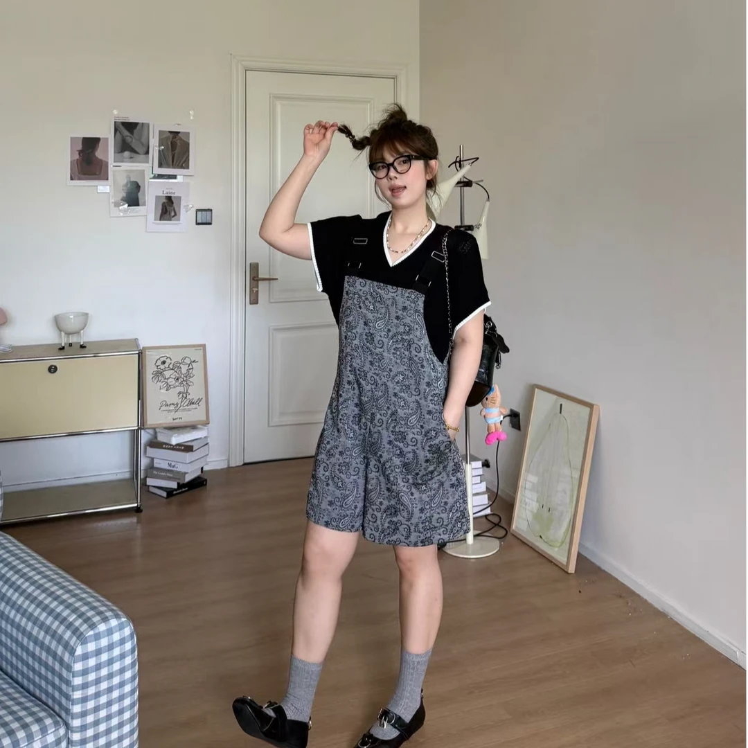 晶咕软软【圣马丁美院】复古时尚宽松减龄设计感艺术感提花背带裤