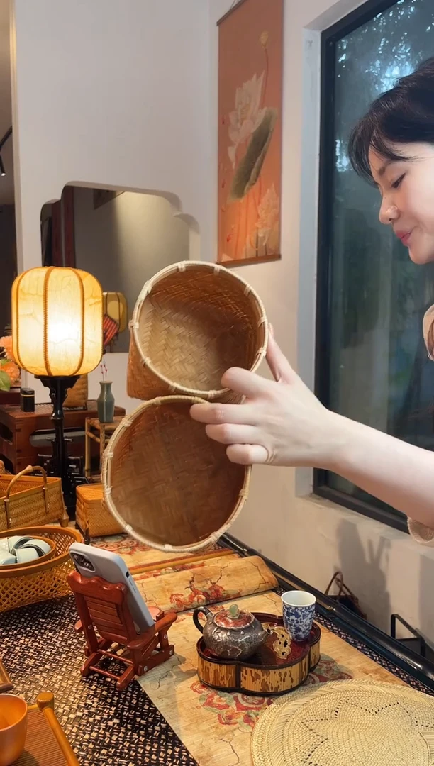 纯手工竹编收纳筐发二