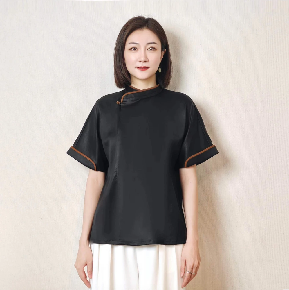 【栖香锦】“鸟鸣山更幽” 设计师款 新中式 短袖 女士 上衣