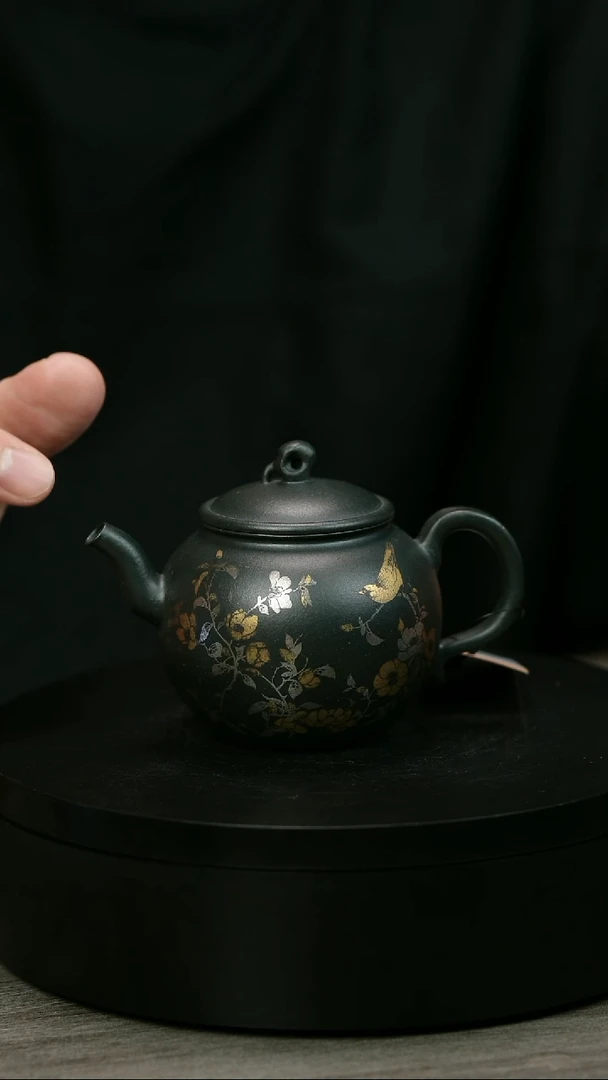 茶壶紫砂@*导H2275余海燕描银太湖瓮圆